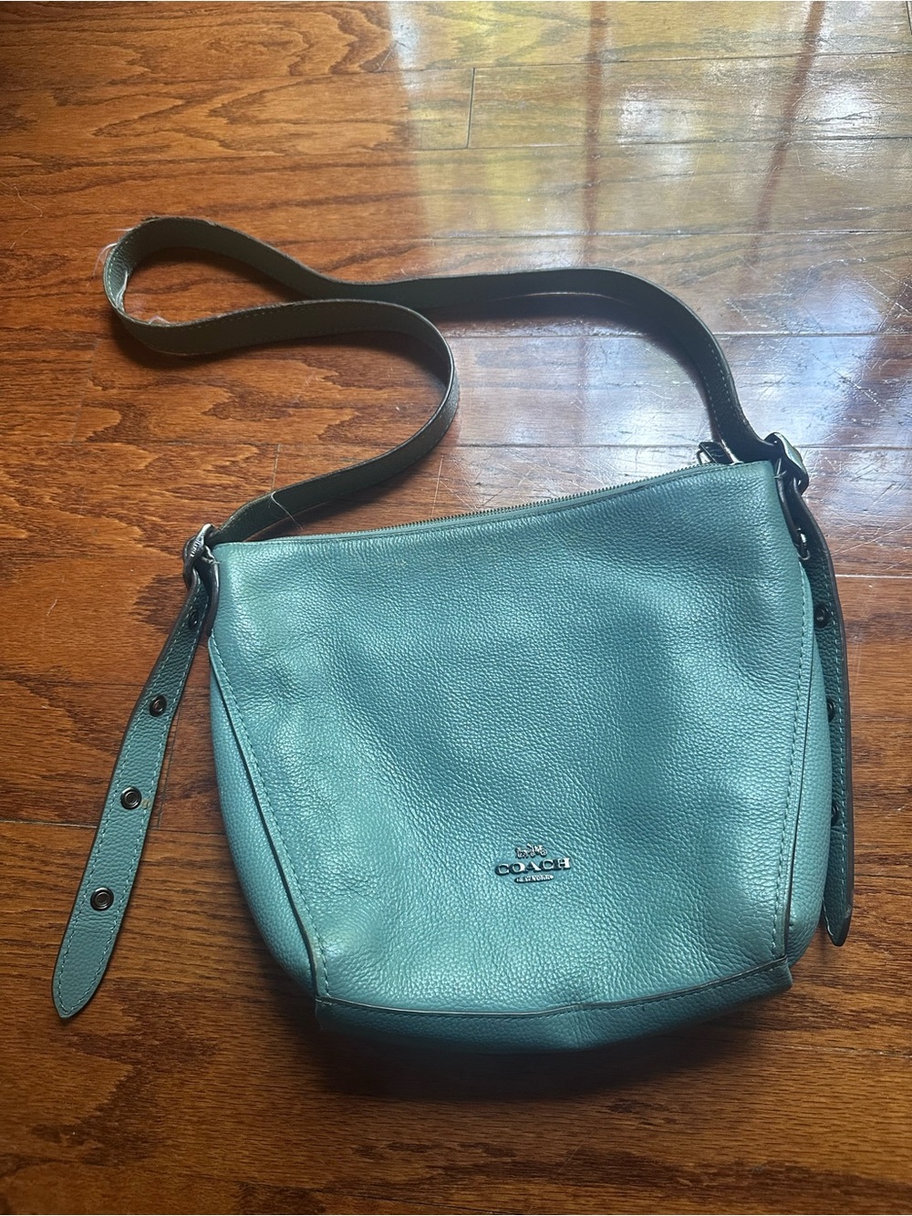 Coach Teal Pebble Leather Crossbody Bag